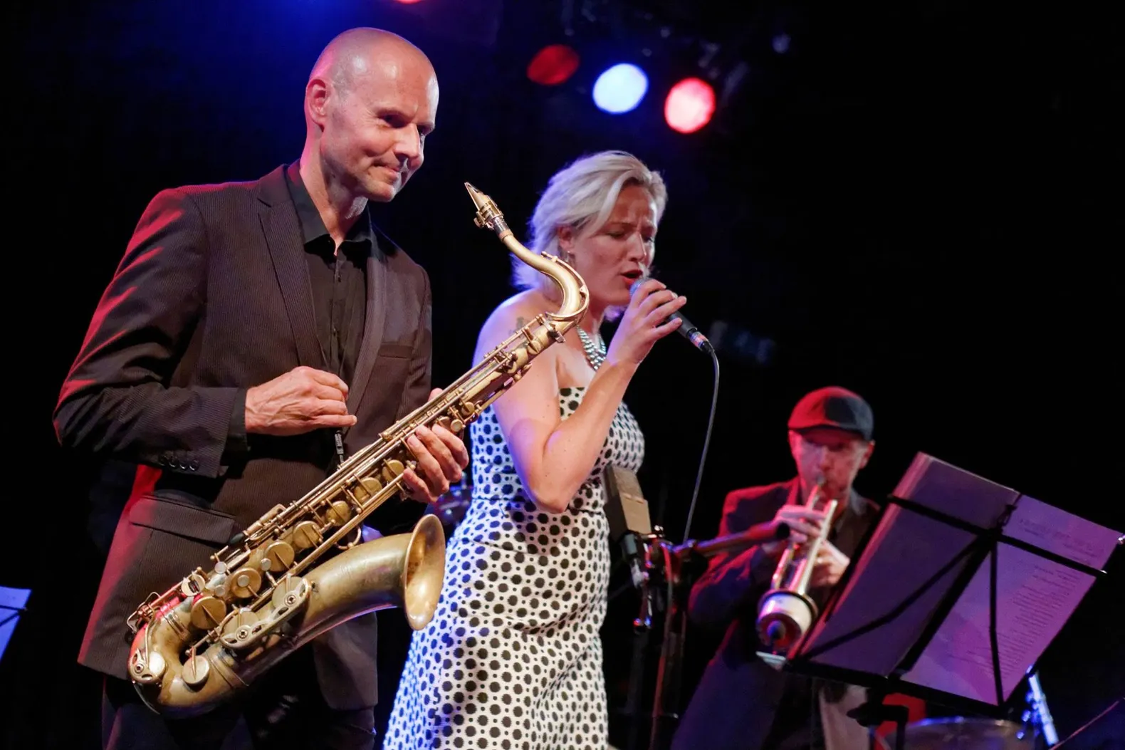 Artiesten maken muziek op podium Harderwijk